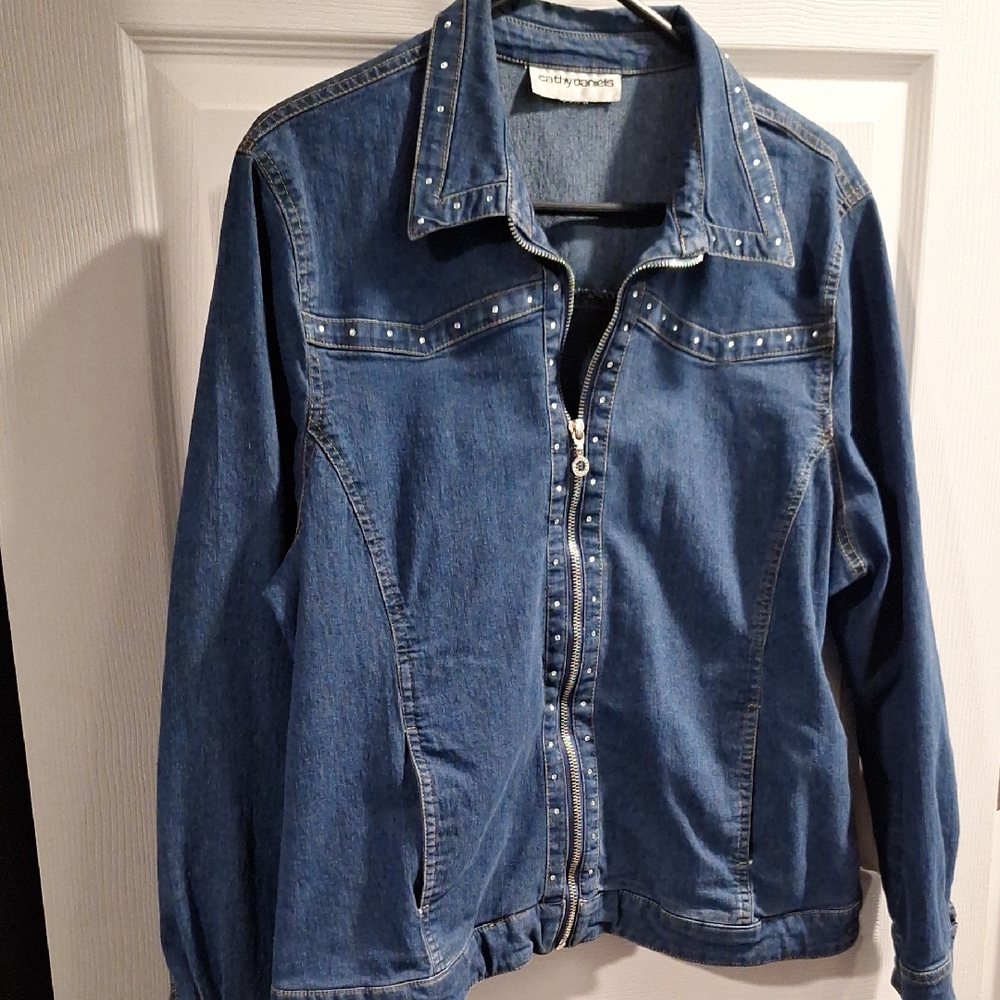 Cathy Daniels Blue Jean Jacket with Stud Accents